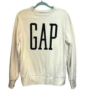 Gap Logo Sweatshirt Small Stone Cream Crewneck Graphic Pullover Athleisure